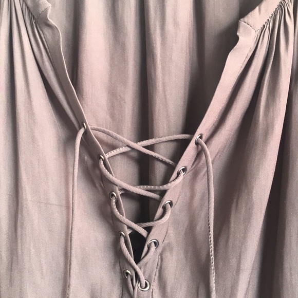 RAMY BROOK | Charcoal Grey Patricia Plisse Peasant Boho Long Sleeve Blouse - Picture 4 of 10